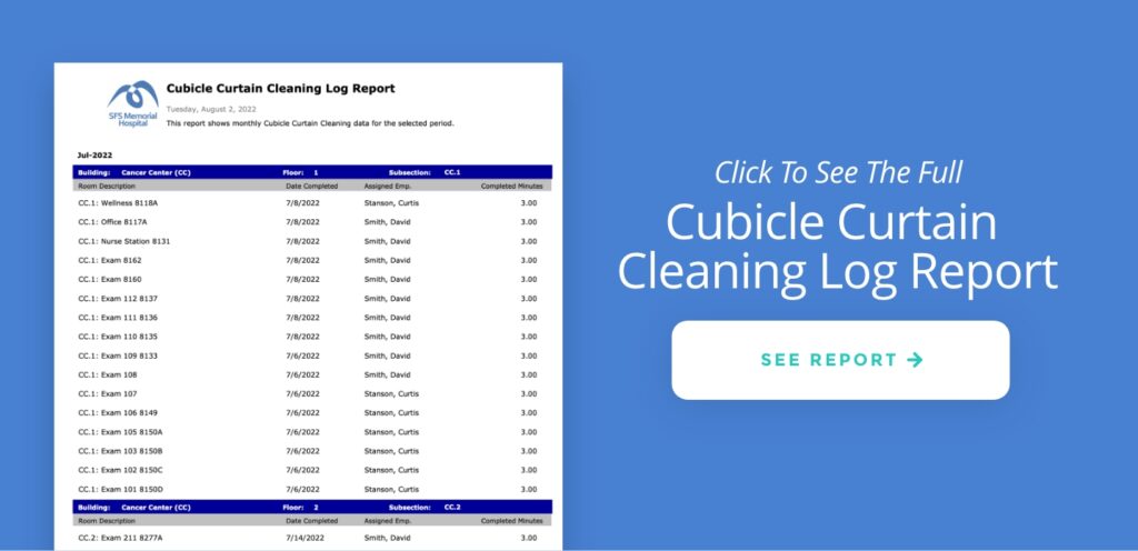 Click to see the full cubicle curtain cleaning log report.